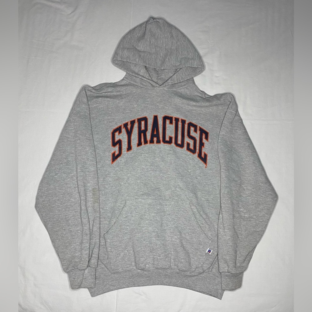 Vintage 90s Russell Athletic Syracuse Hoodie Men’s XL Grey Sweatshirt Preppy